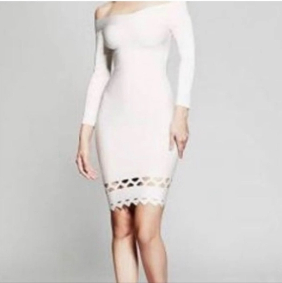 Marciano Asymmetrical Off-Shoulder White Bodycon Dress - Picture 1 of 8